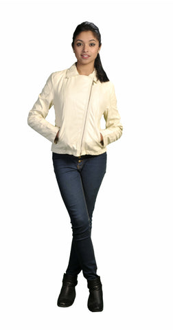 TATTOPANI ® Womens Faux Leather Plain Zip Up Ladies Jacket with Stitching Detai - TATTOPANI