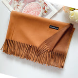 Women Solid Color Soft Hairball Scarf Oversize Cashmere Scarves Ladies Shawl Wrap Winter Pashmina Female Hijab Headband Muffler